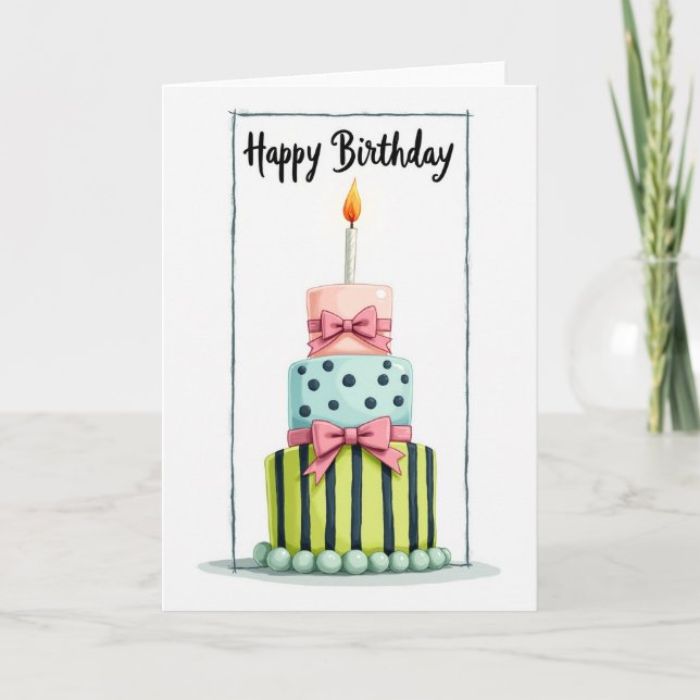 Pastel Tiered Cake Card (Front)