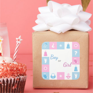 Pastel Tiny Icons Baby Showers & Gender Reveals Square Sticker