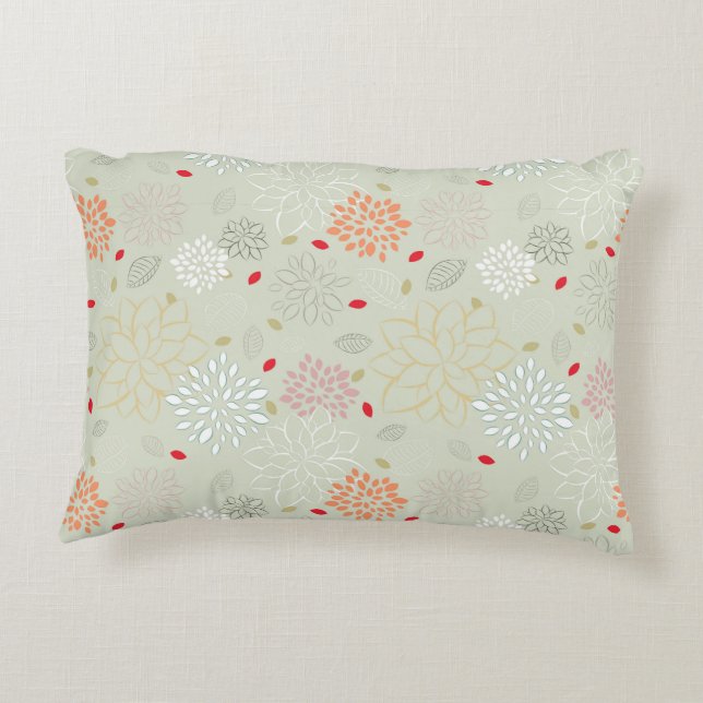 Pastel Tones Retro Flower Decorative Cushion (Back)