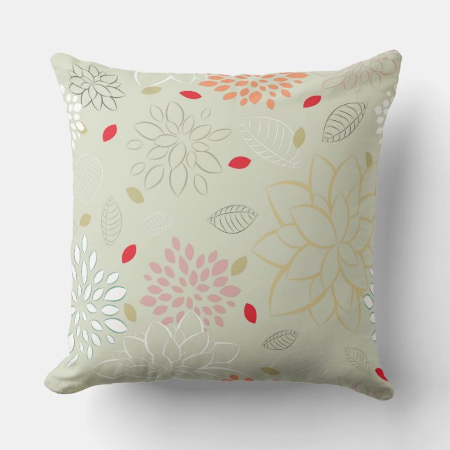 Pastel Tones Retro Flower Large Print Cushion (Front)