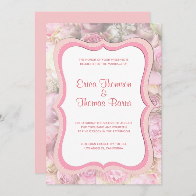 Pastel Tones Roses Wedding Invitation (Front/Back)