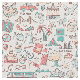 Pastel Tourist Pattern Fabric