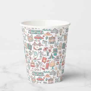 Pastel Tourist Pattern Paper Cups