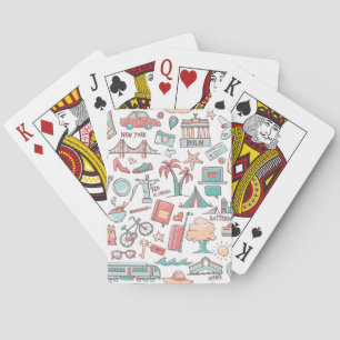 Pastel Tourist Pattern Playing Cards