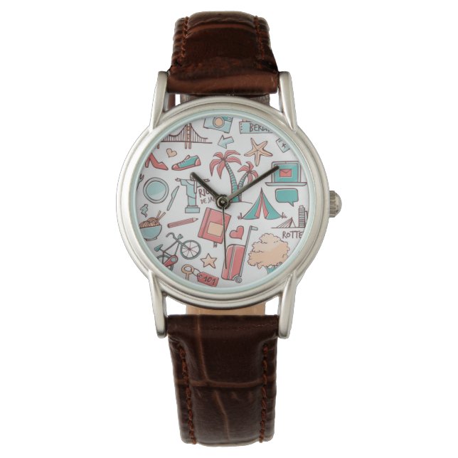 Pastel Tourist Pattern Watch (Front)
