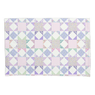 Pastel Traditional Star Patchwork Quilt Retro  Pillowcase