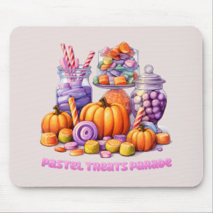 Pastel Treats Parade – Cute Candy & Pumpkin Mouse Pad