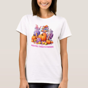 Pastel Treats Parade – Cute Candy & Pumpkin T-Shirt