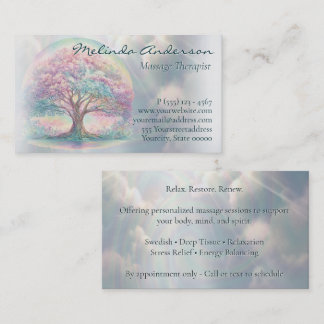 Pastel Tree Massage Therapist Business Card | Rela