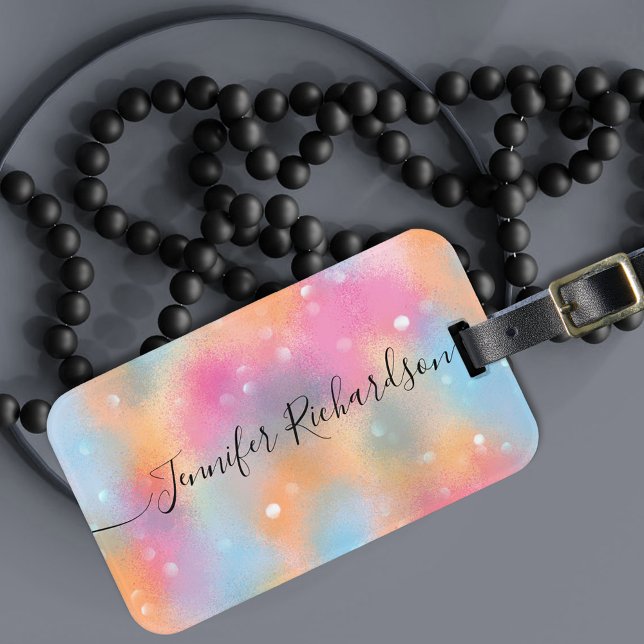 Pastel Trendy Modern Chic Fancy Calligraphy Luggage Tag (Creator Uploaded)