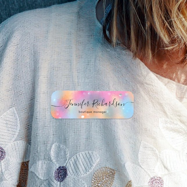 Pastel Trendy Modern Chic Fancy Calligraphy  Name Tag (Creator Uploaded)