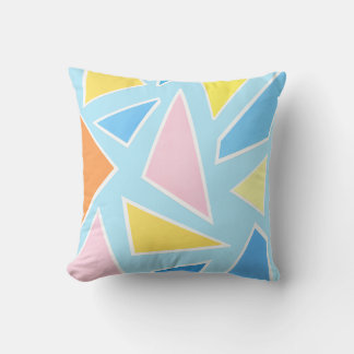 Pastel Triangles on Pale Blue Cushion