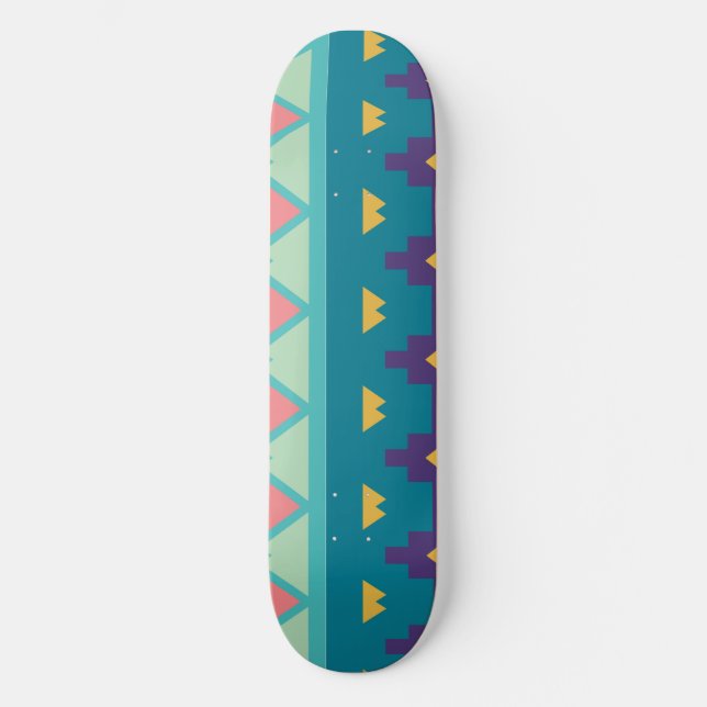 Pastel tribal design skateboard (Front)