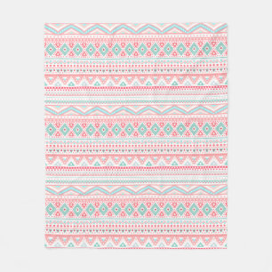 Pastel Tribal Pattern Fleece Blanket, Medium Blanket
