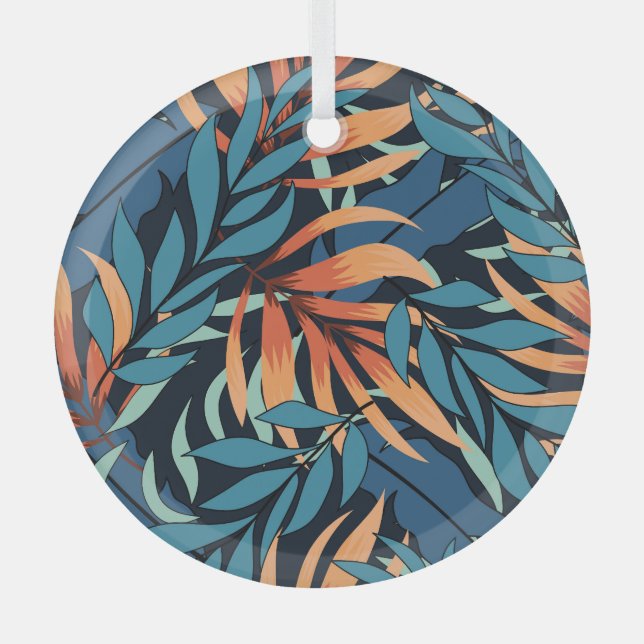 Pastel Tropical Abstract Botanicals Glass Tree Decoration (Front)