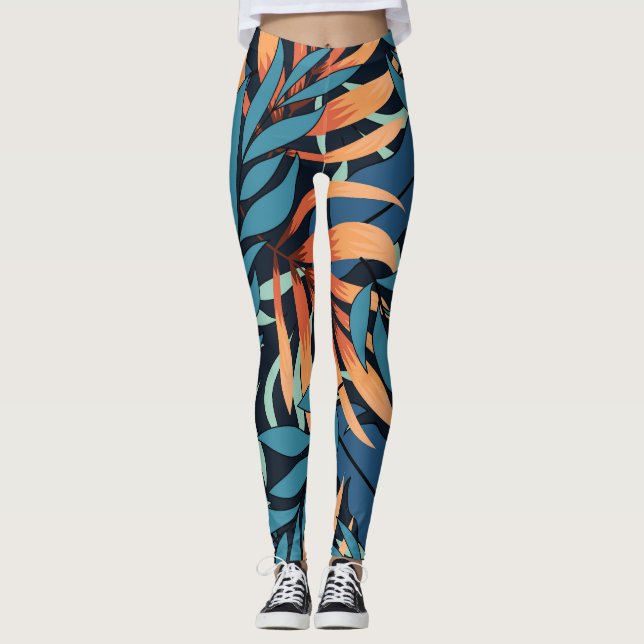 Pastel Tropical Abstract Botanicals Leggings (Front)