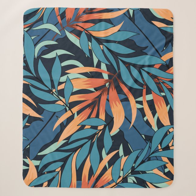 Pastel Tropical Abstract Botanicals Sherpa Blanket (Front)