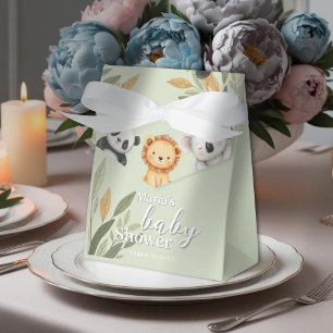 Pastel Tropical Baby Shower Jungle Safari Animals Favour Box