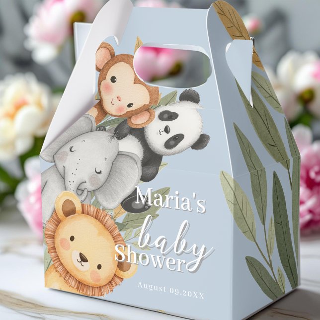 Pastel Tropical Baby Shower Jungle Safari Animals  Favour Box (Creator Uploaded)
