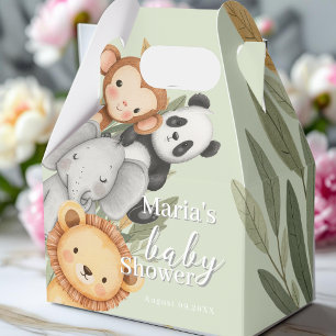 Pastel Tropical Baby Shower Jungle Safari Animals  Favour Box