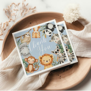 Pastel Tropical baby shower Jungle Safari Animals  Napkin