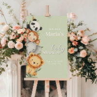 Pastel Tropical Baby Shower Jungle Safari Animals 