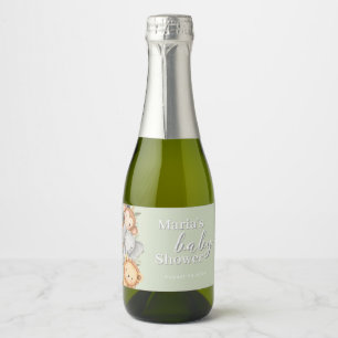 Pastel Tropical Baby Shower Jungle Safari Animals  Sparkling Wine Label