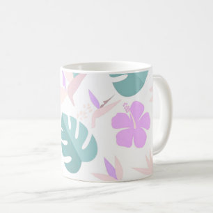 Pastel Tropical Floral Pattern Coffee Mug