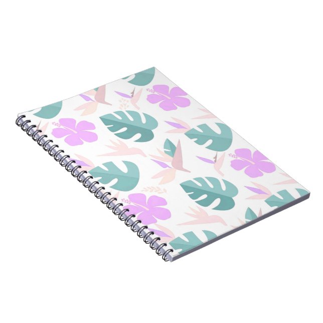 Pastel Tropical Floral Pattern Notebook (Right Side)