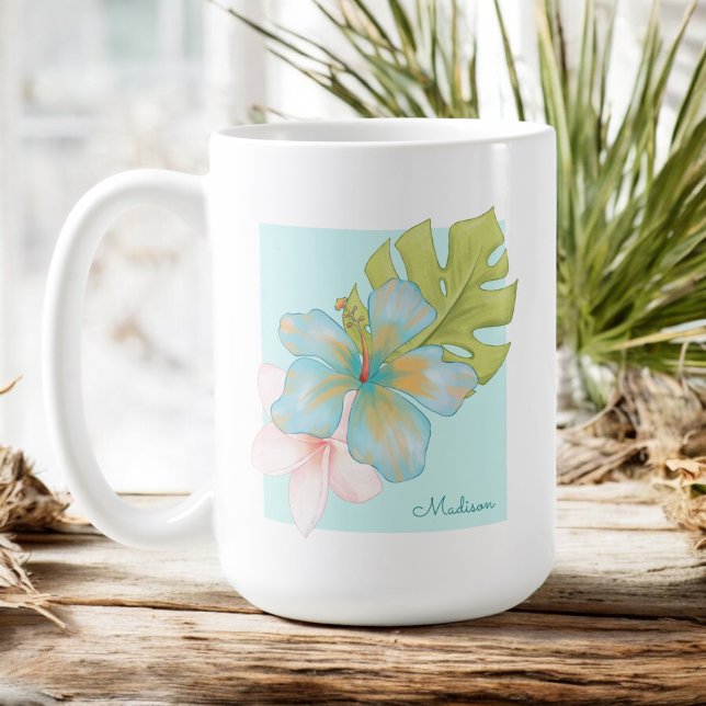 Pastel Tropical Floral with Any Name Coffee Mug (Creator Uploaded)