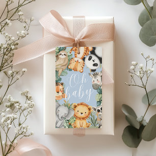 Pastel Tropical Jungle Safari baby showerAnimals Gift Tags