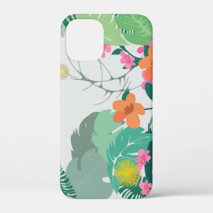 Pastel Tropical Leaves and Flowers iPhone 12 Mini Case
