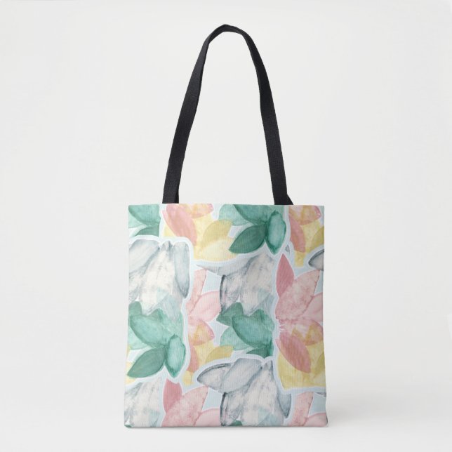 Pastel Tropical Leaves - Overlapping Tote Bag (Front)