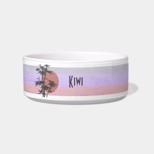Pastel Tropical Monogrammed Name Pet Bowl