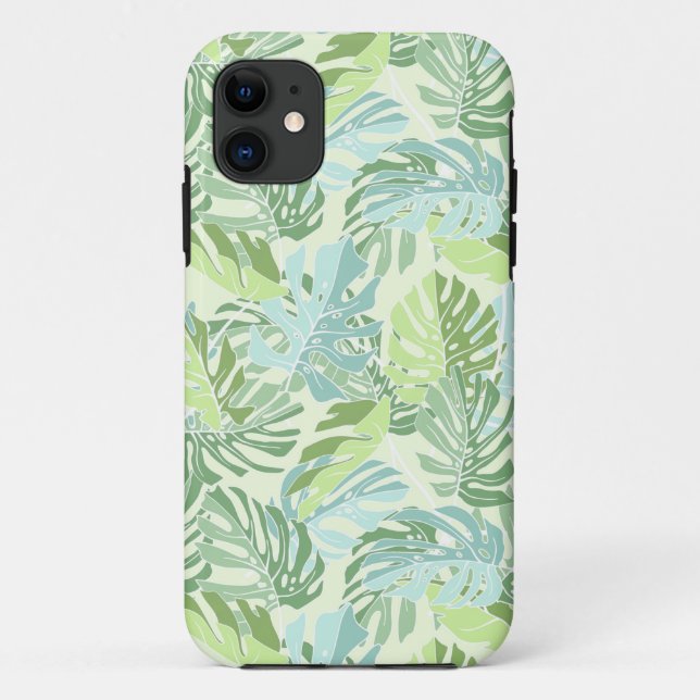 Pastel Tropical Palm Leaves Case-Mate iPhone Case (Back)