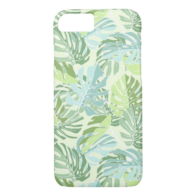 Pastel Tropical Palm Leaves Case-Mate iPhone Case (Back)