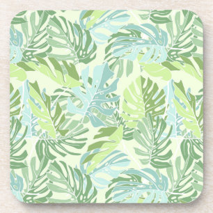 Pastel Tropical Palm Leaves Coaster