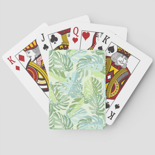 Pastel Tropical Palm Leaves Playing Cards (Back)