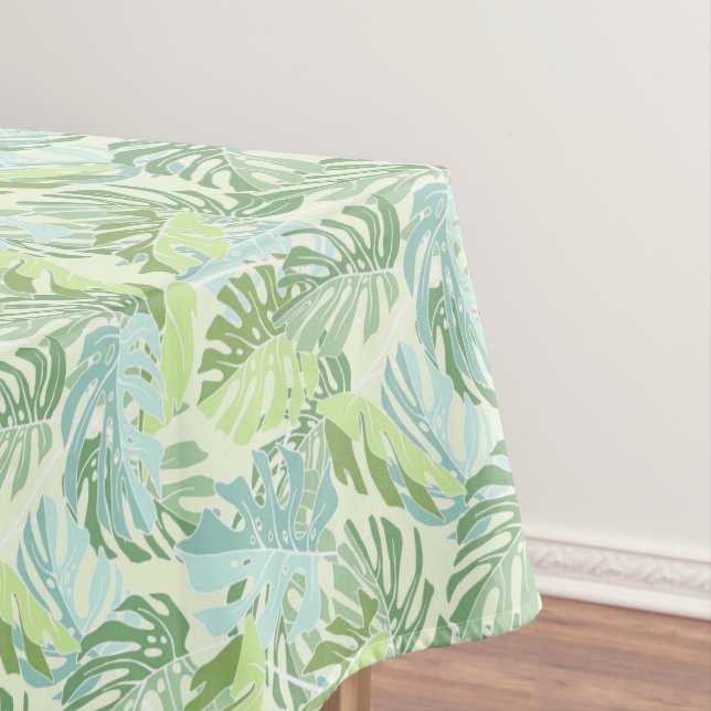 Pastel Tropical Palm Leaves Tablecloth (In Situ)