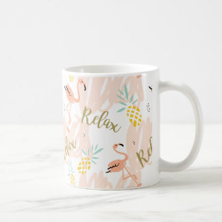 Pastel Tropical Pink Flamingo Pattern Coffee Mug