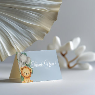 Pastel Tropical Safari Animals thank you card