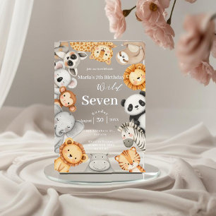 Pastel Tropical Wild Jungle Safari Animals Acrylic Invitations