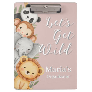 Pastel Tropical Wild Jungle Safari Animals  Clipboard