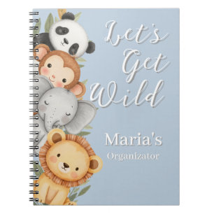 Pastel Tropical Wild Jungle Safari Animals Notebook