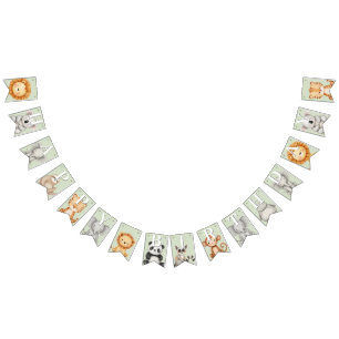 Pastel Tropical Wild One Jungle Safari Animals  Bunting