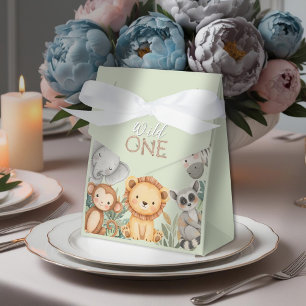Pastel Tropical Wild One Jungle Safari Animals  Favour Box