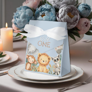 Pastel Tropical Wild One Jungle Safari Animals Favour Box