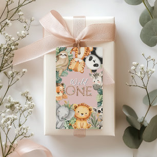 Pastel Tropical Wild One Jungle Safari Animals  Gift Tags
