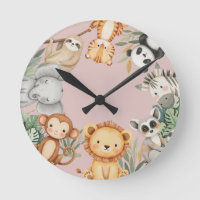 Pastel Tropical Wild One Jungle Safari Animals 