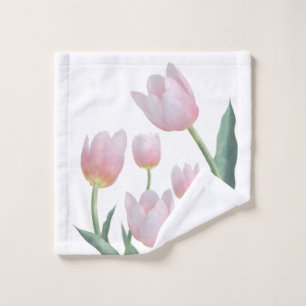 Pastel Tulip Floral Design Wash Cloth